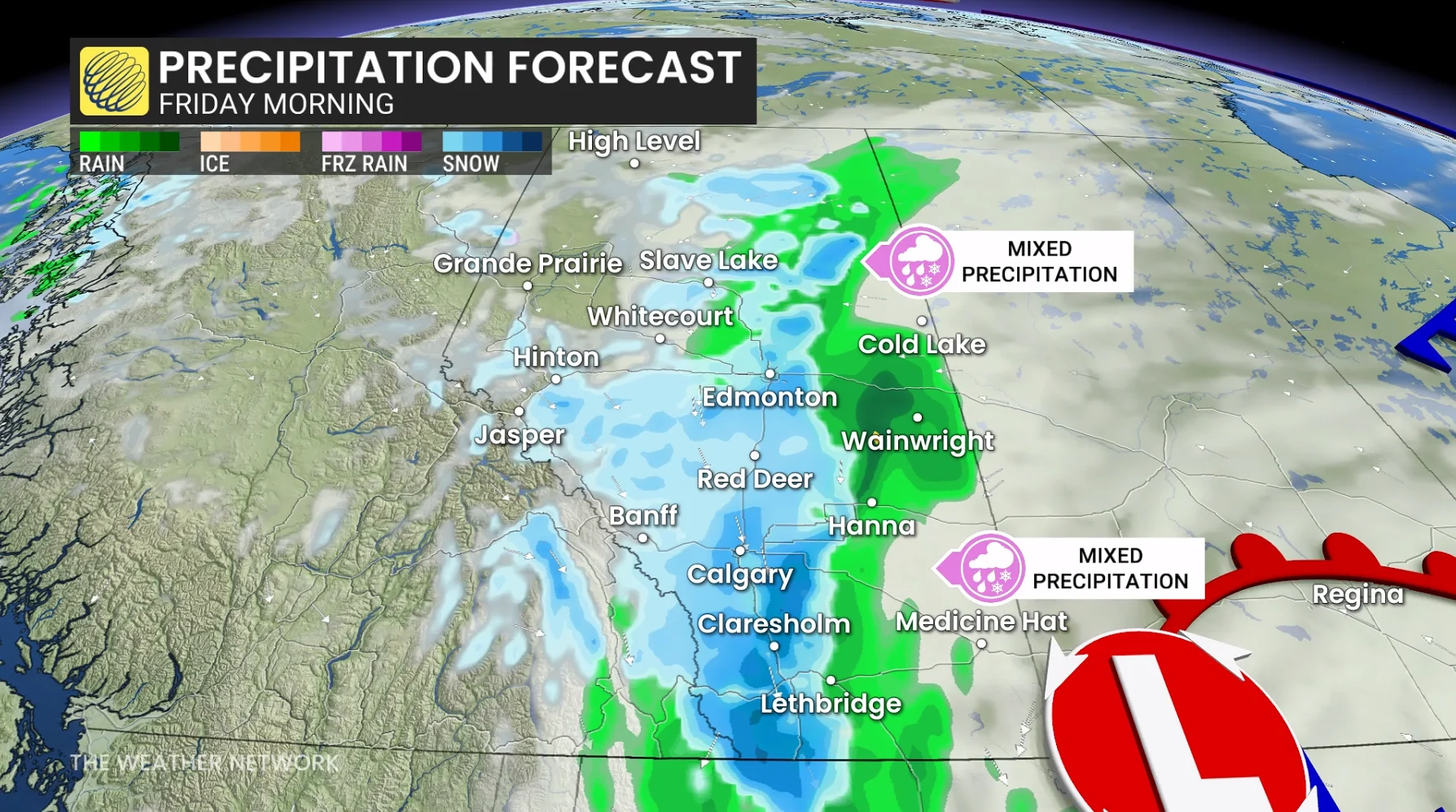 Alberta Friday morning forecast snow and rain - Oct. 21, 2026