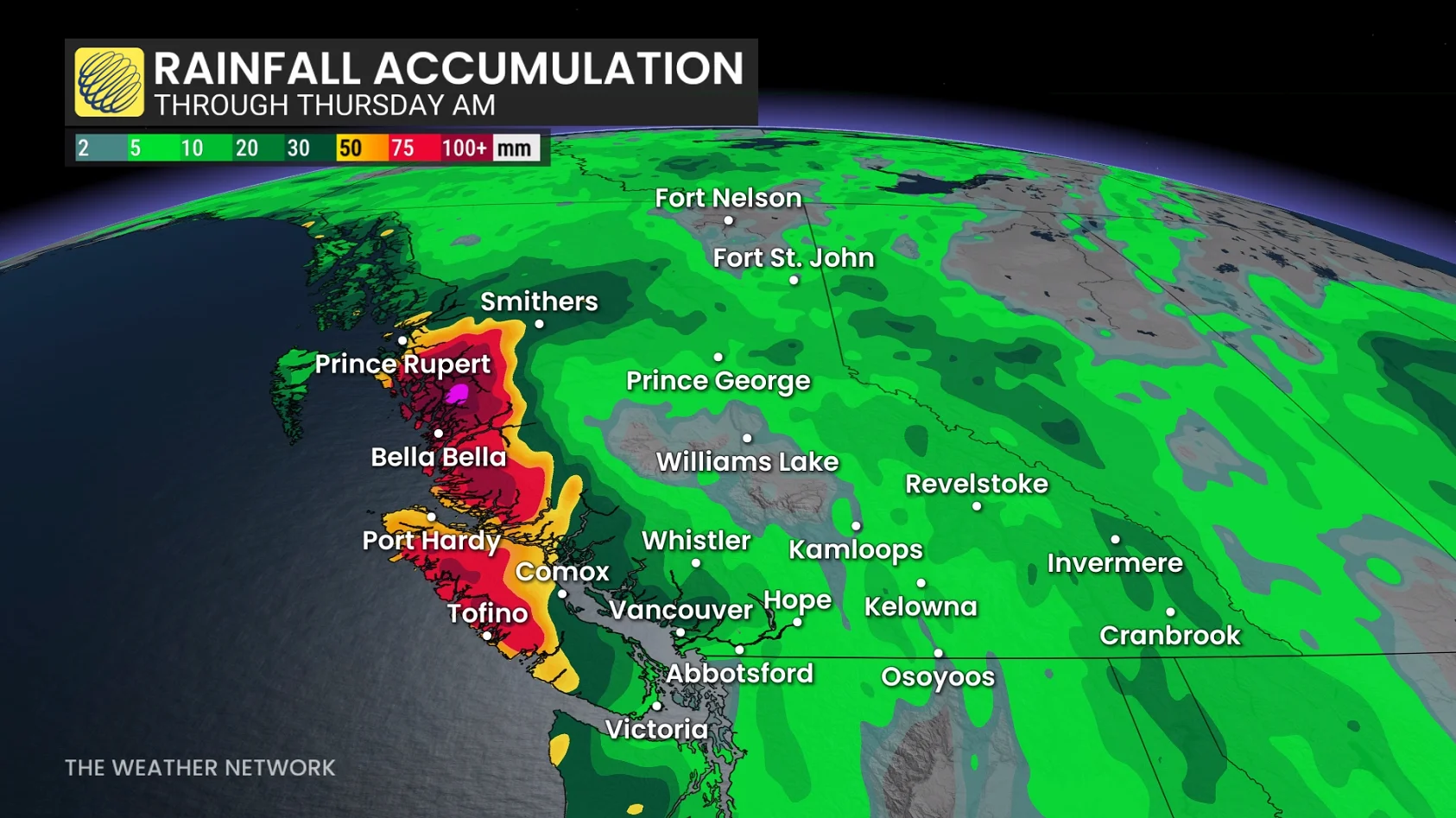 BC Rainfall Through Thursday Morning