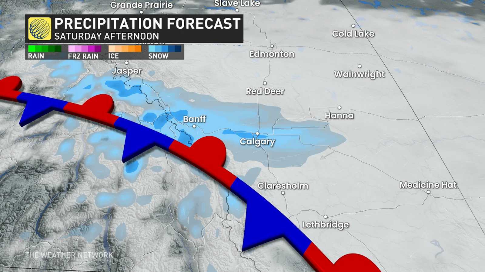 Alberta precipitation Saturday