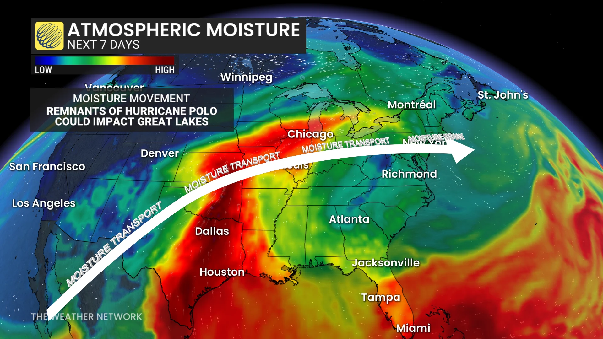 Atmospheric moisture next 7 days