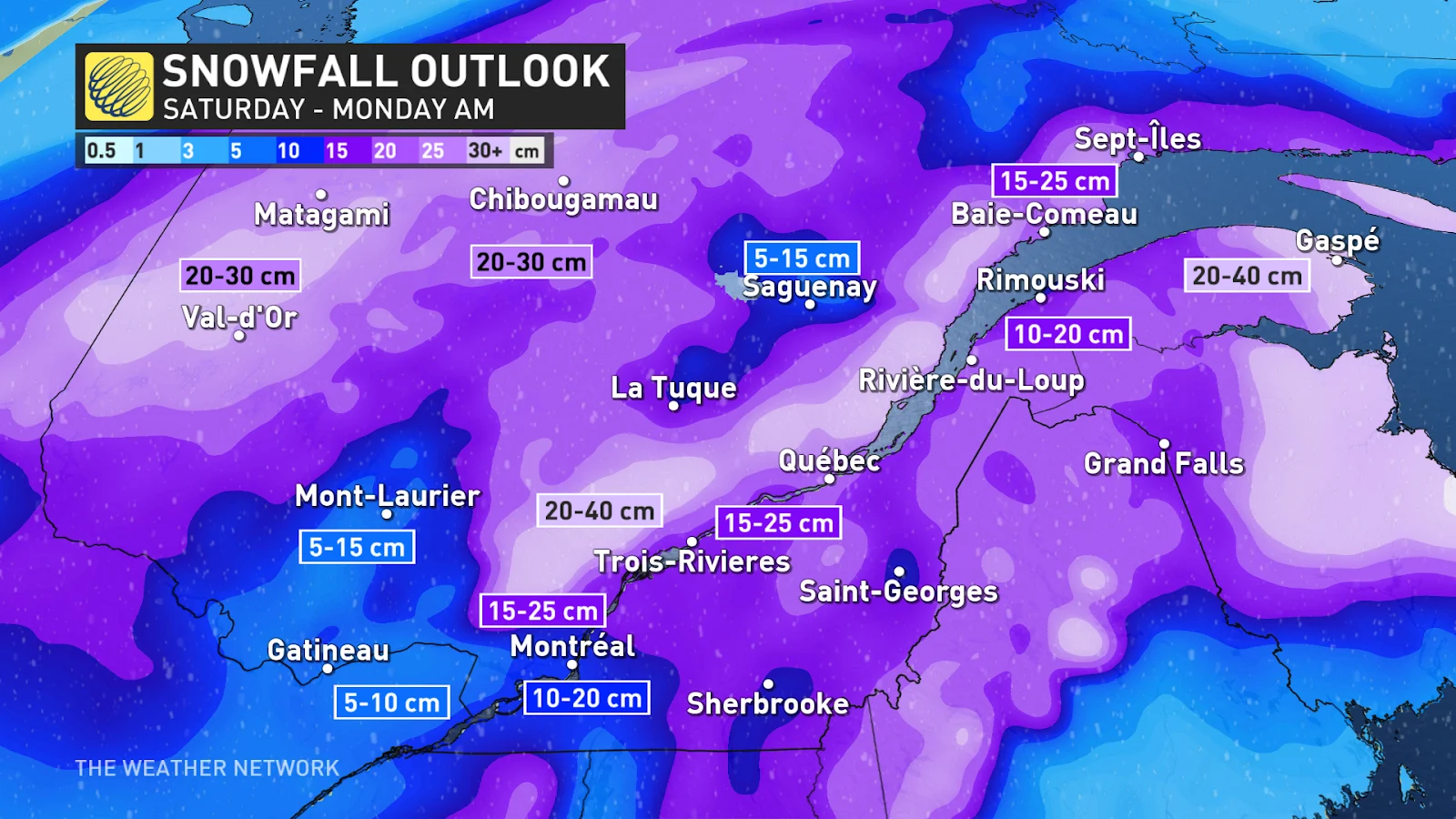 Quebec snowfall outlook