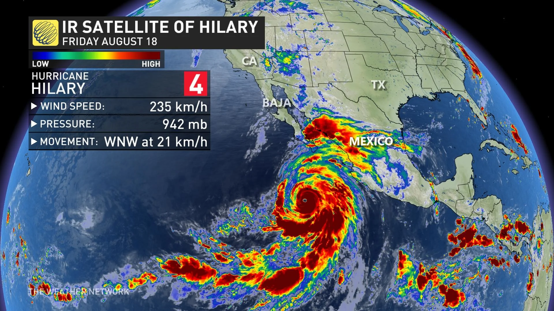 Hurricane Hilary - Category 4. August 18, 2023