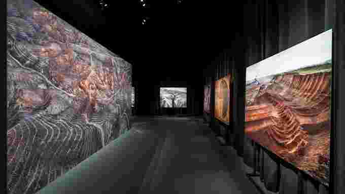 Installation view of the In the Wake of Progress complementary gallery exhibition, Canadian Opera Company Theatre, Toronto.  (© Jim Panou)