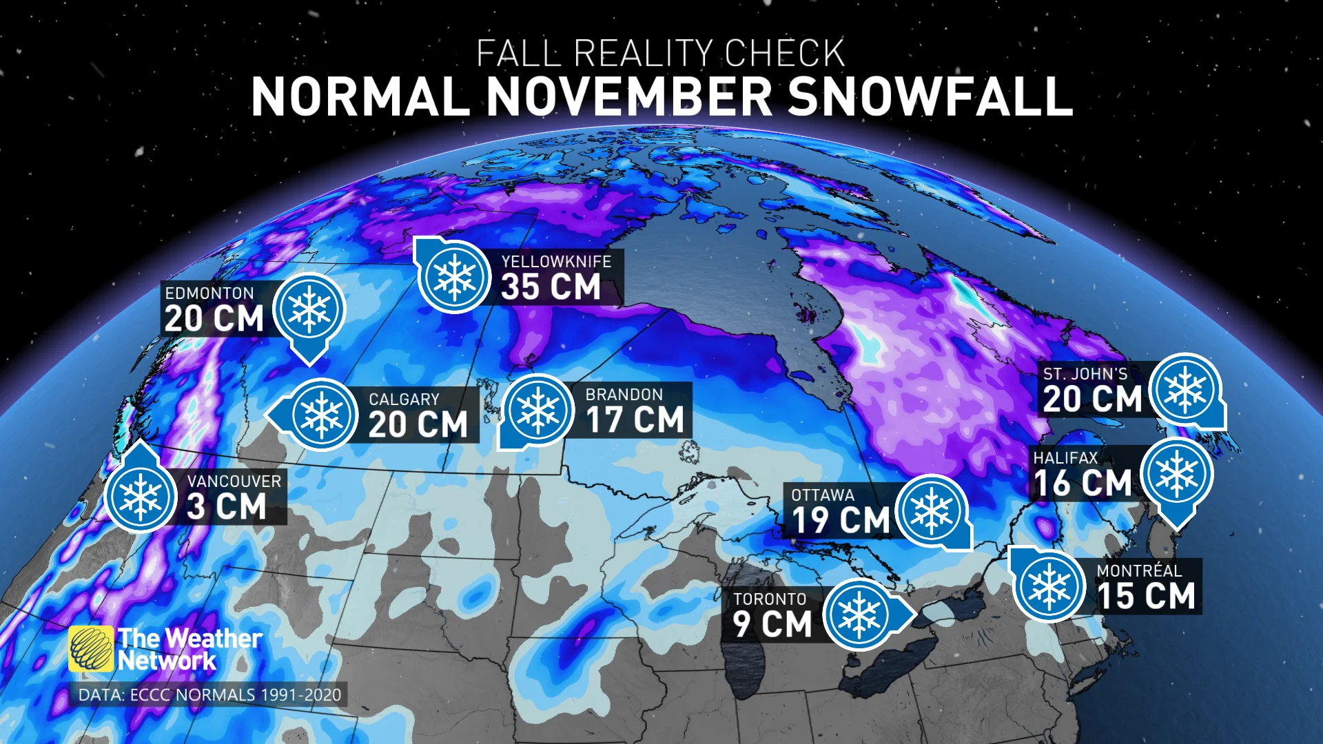 Canada Normal November Snowfall