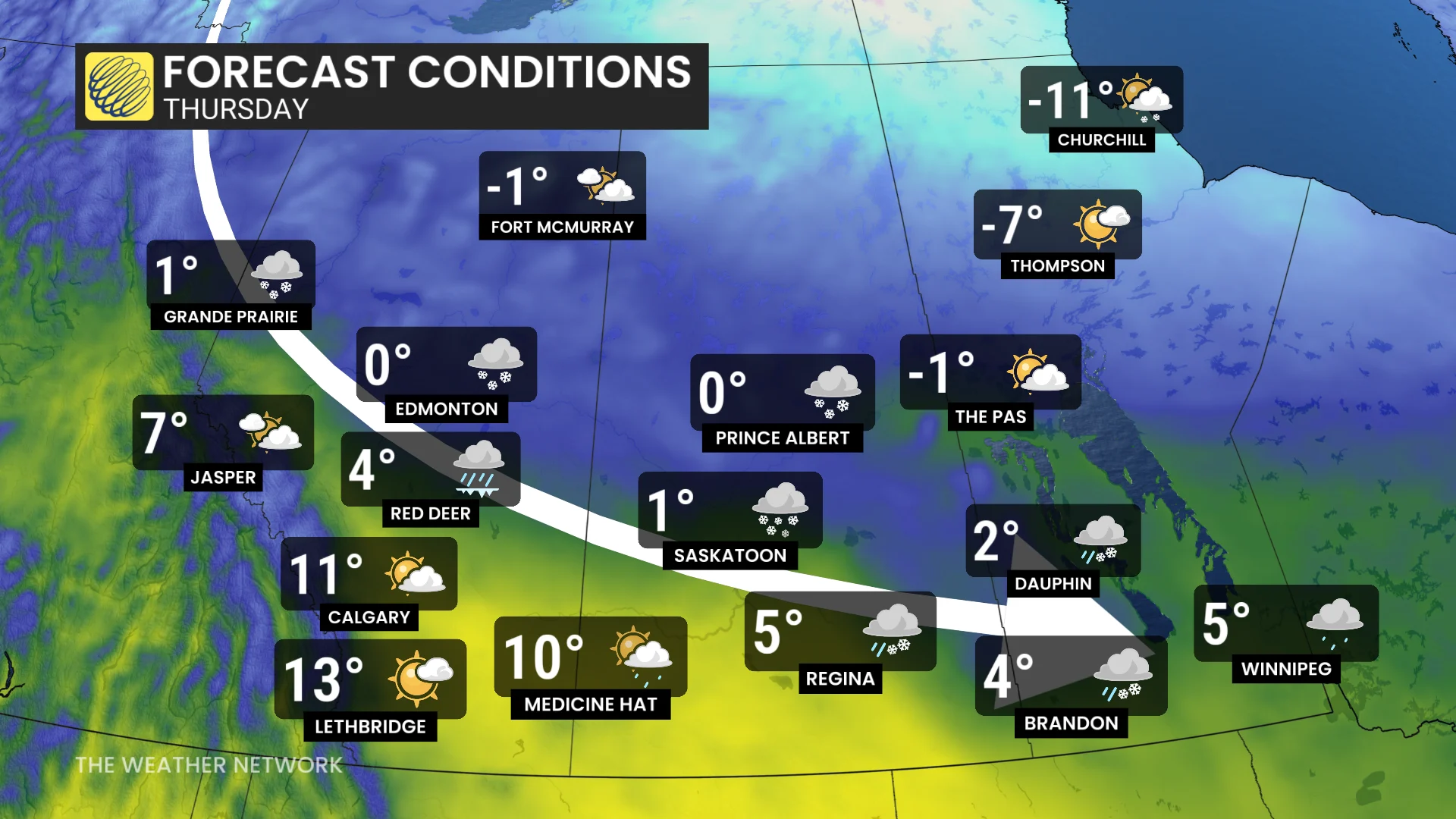 Baron - Prairie temperatures Thursday - Nov4
