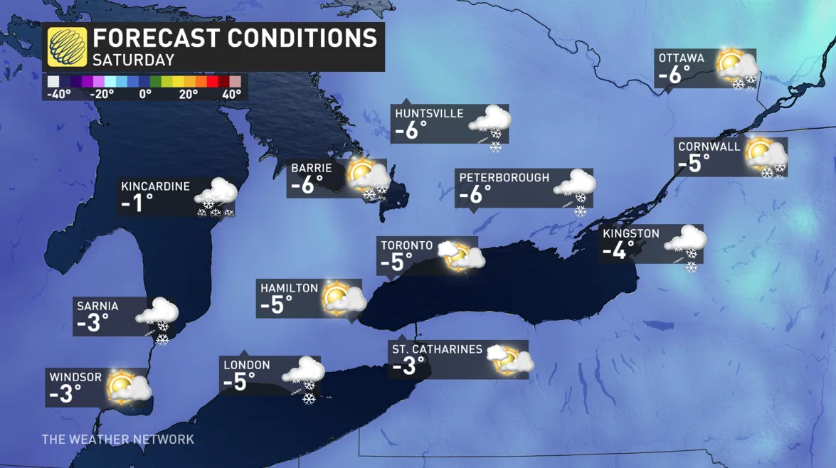 Baron - Ontario Saturday temperatures - Jan23
