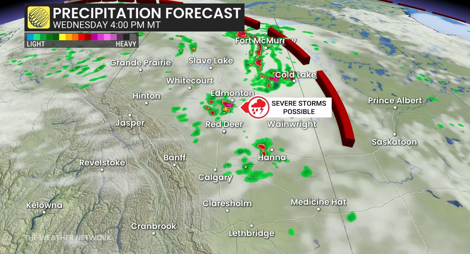 Prairies precipitation timing Wednesday afternoon