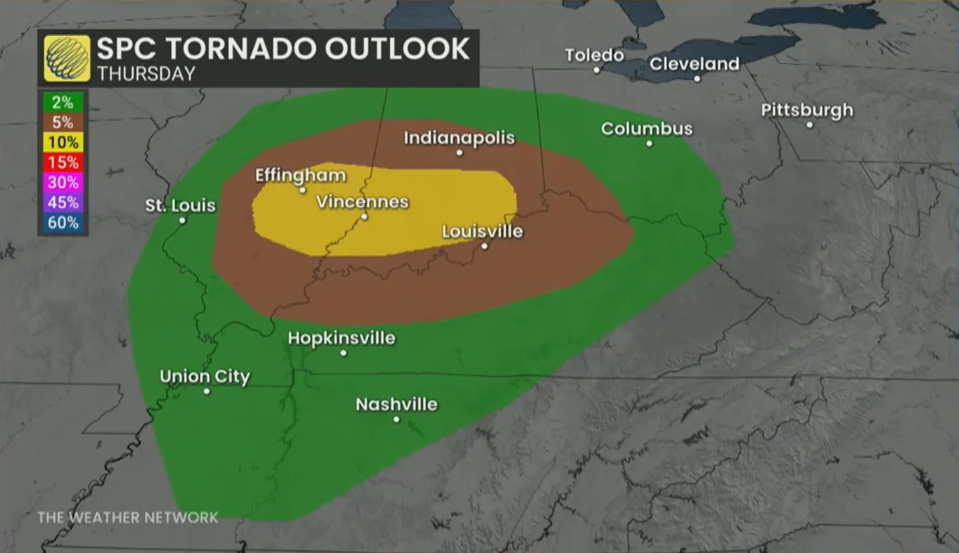 SPC Tornado Outlook Thursday