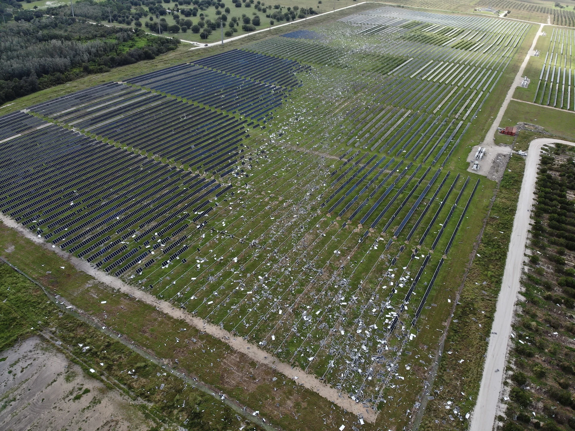 (DUKE ENERGY) Lake Placid Florida Solar Panel Farm Tornado Damage