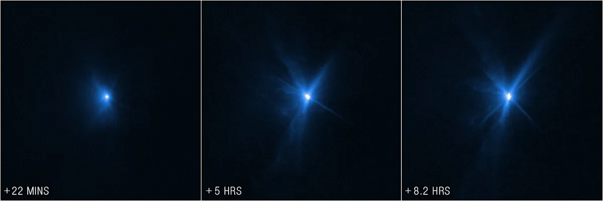 Pow! Immense debris cloud from DART impact spied by Hubble and JWST ...