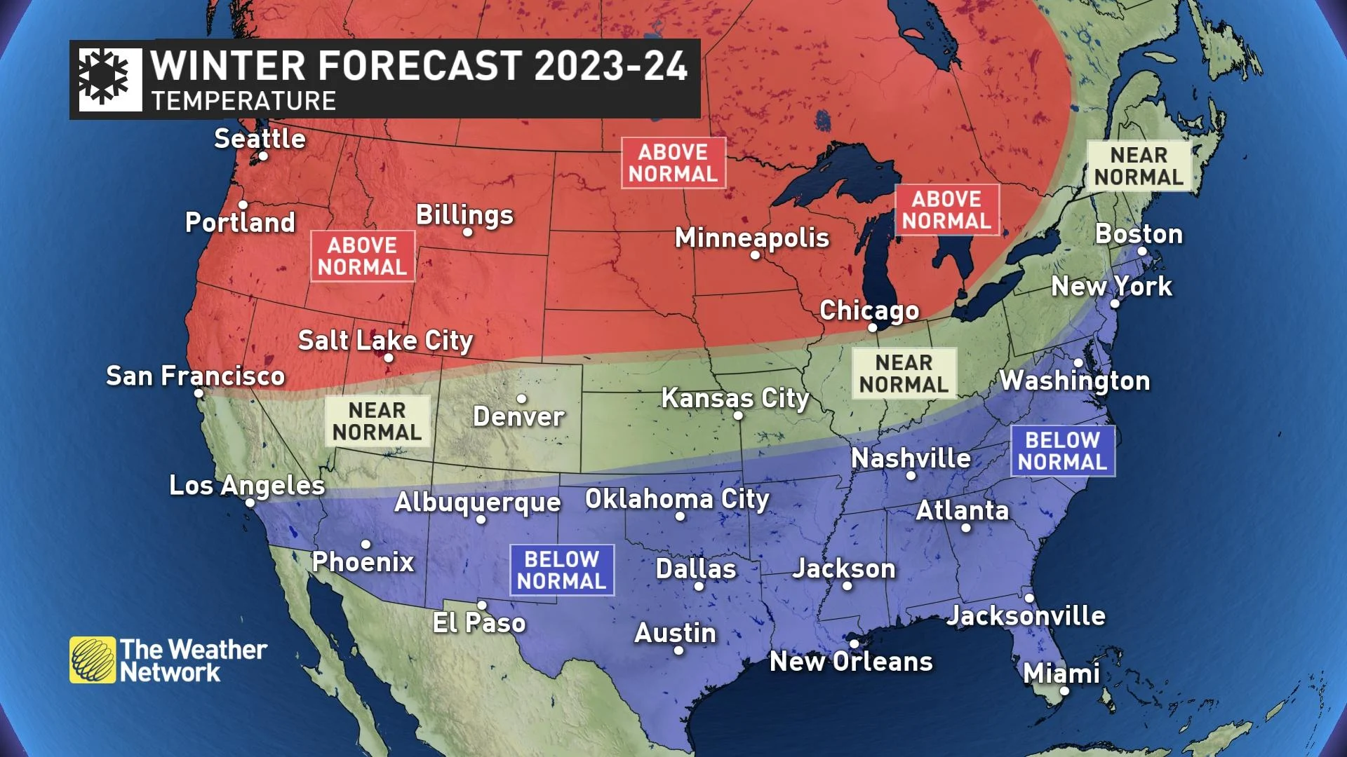 U.S. Winter Forecast 2023-24 Temps