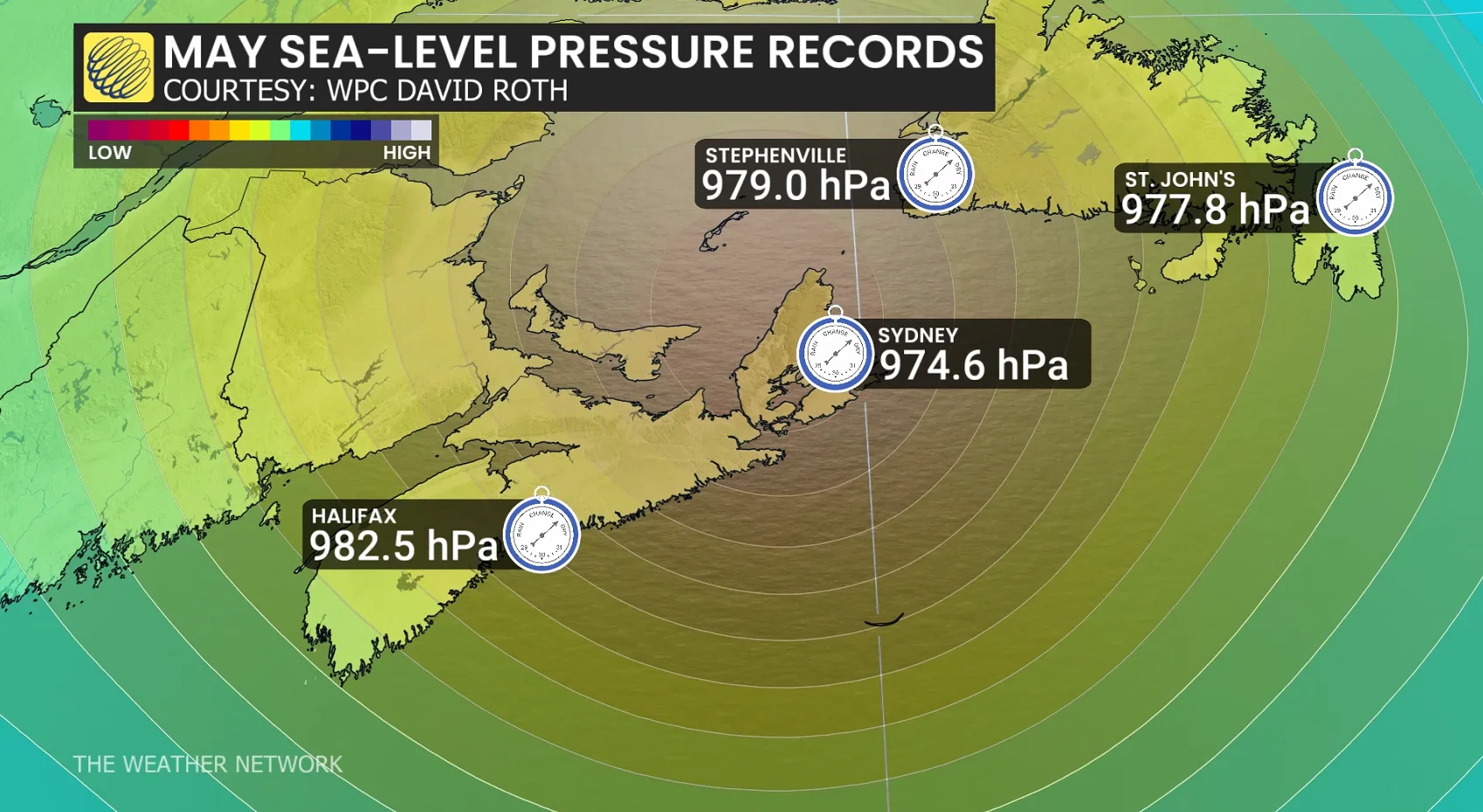 May Sea Level Pressure Records Atlantic Canada