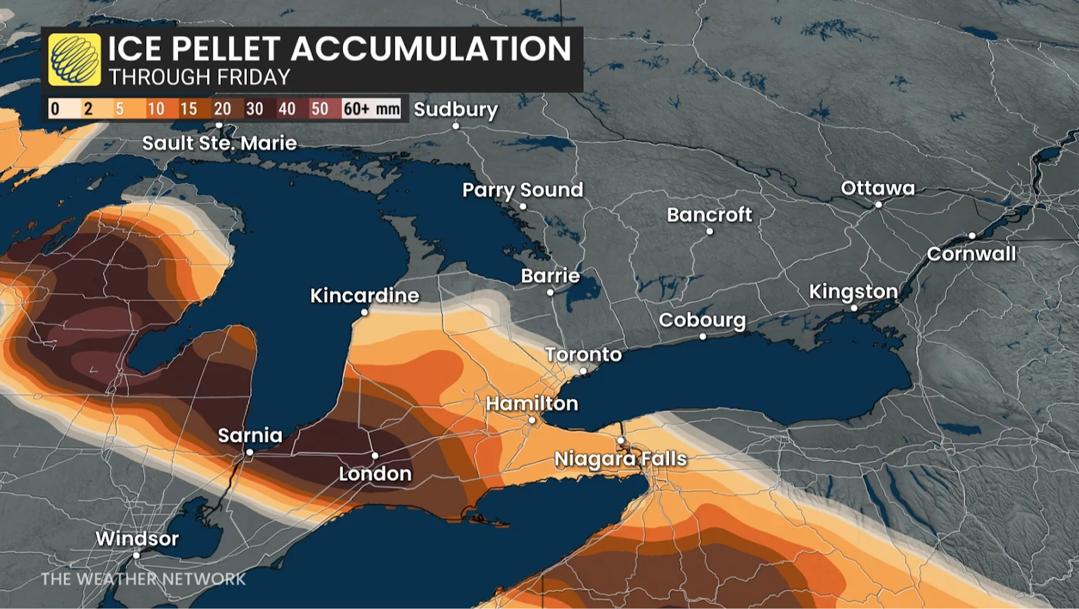 Ontario, Ice Pellet, Cold, Winter, Storm, December 24, 2025. (The Weather Network/Kelly Sonnenburg)