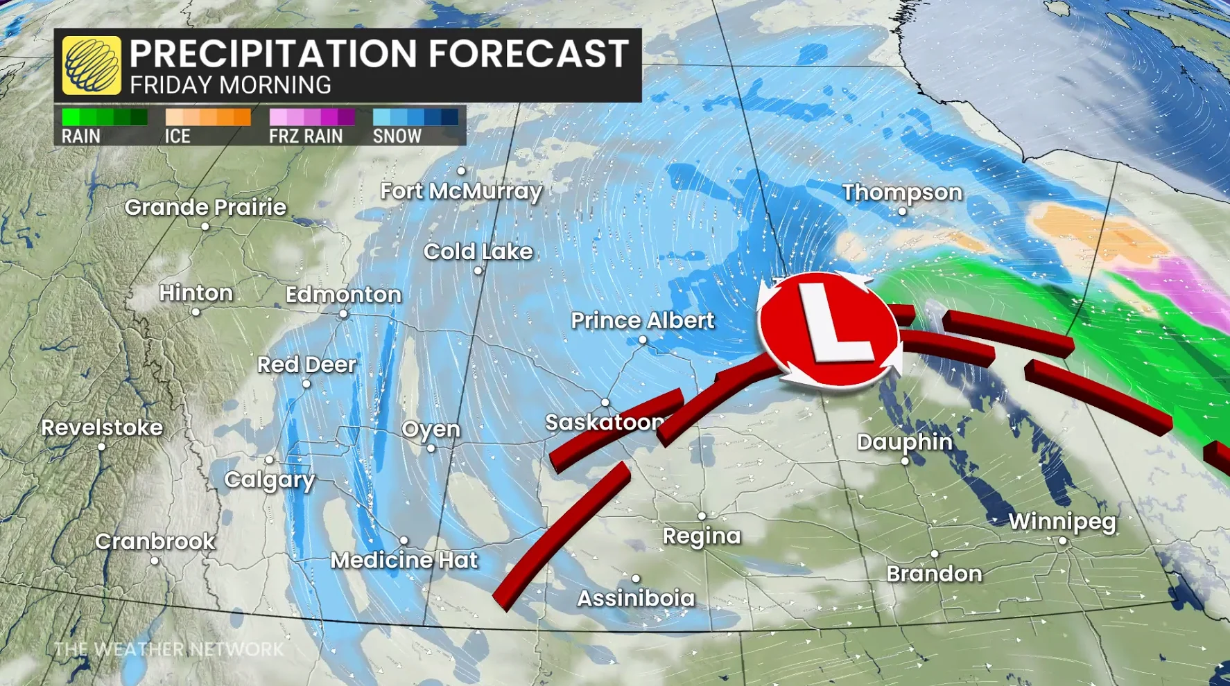 Prairies Precipitation Forecast Friday morning