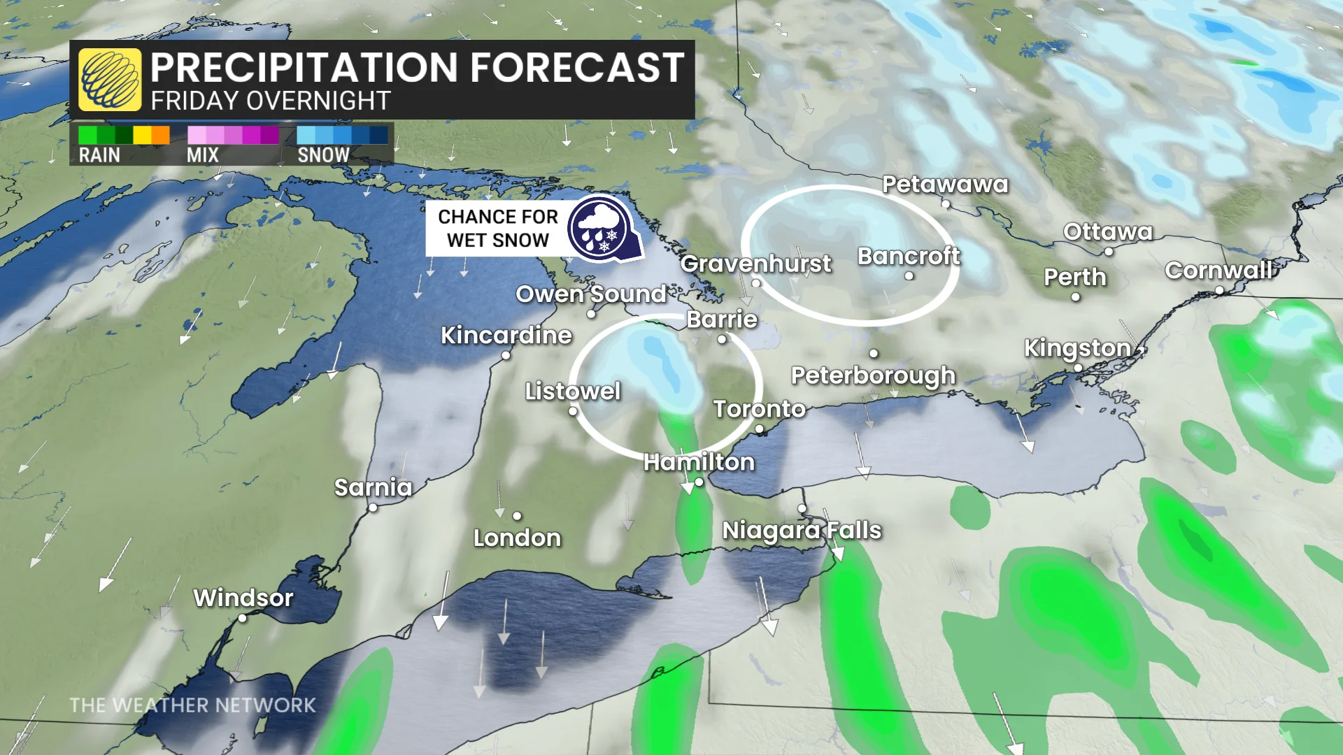 Snow, Weather, Cold, Fall, Ontario, South, Wind, Thunder, Storm, October 14, 2026. (The Weather Network)