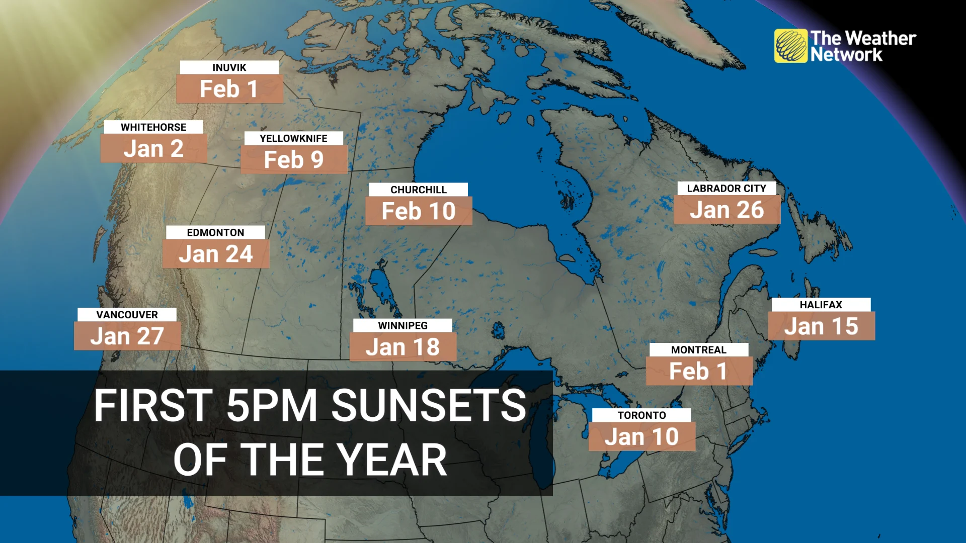 First 5pm sunsets 2026