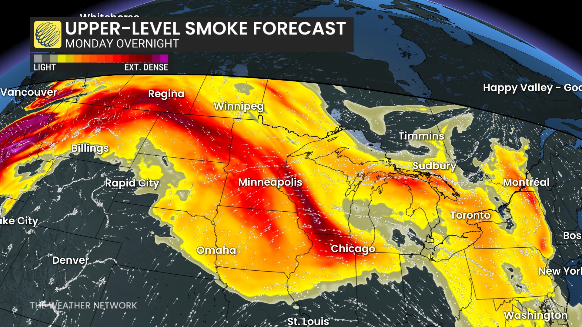 Upper-level smoke this week Canada
