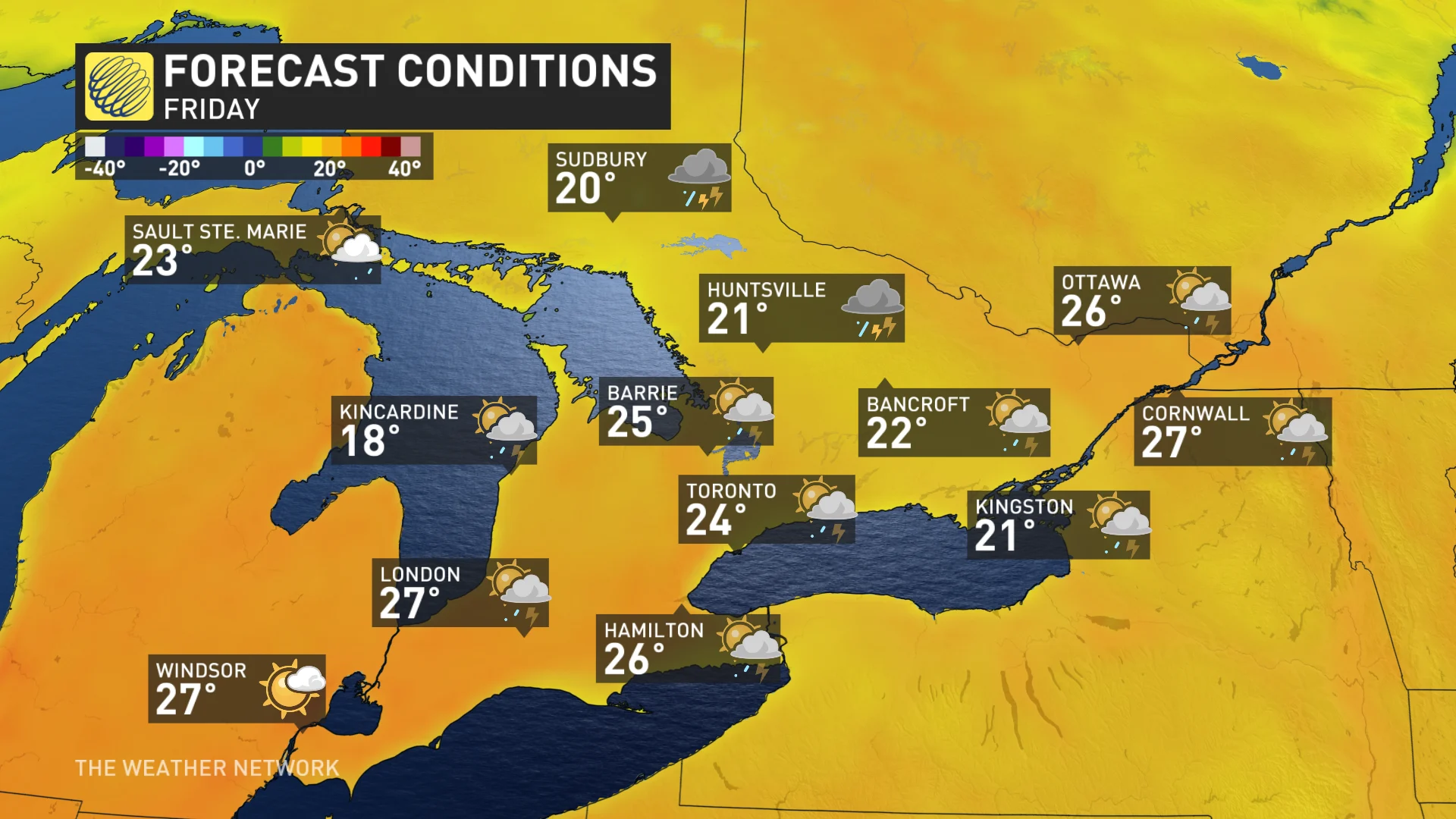 Ontario Friday temperatures and forecast conditions