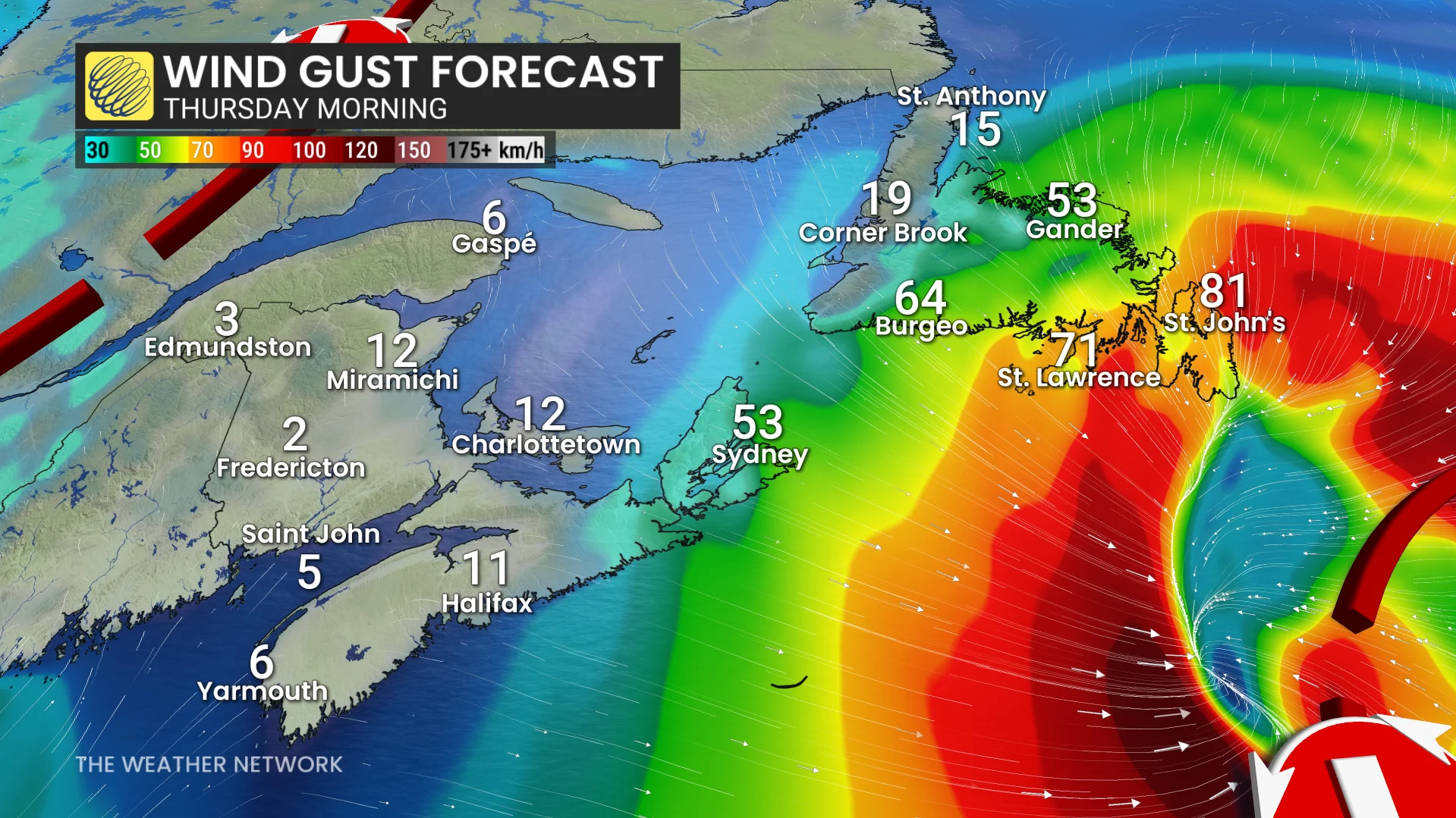Atlantic Canada wind gust Thursday morning