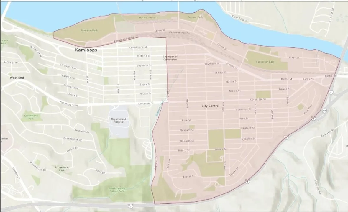 The containment zone for the Japanese beetles in Kamloops is centred around the downtown core — but one resident found beetles in her yard on the city's west side. (Canadian Food Inspection Agency)