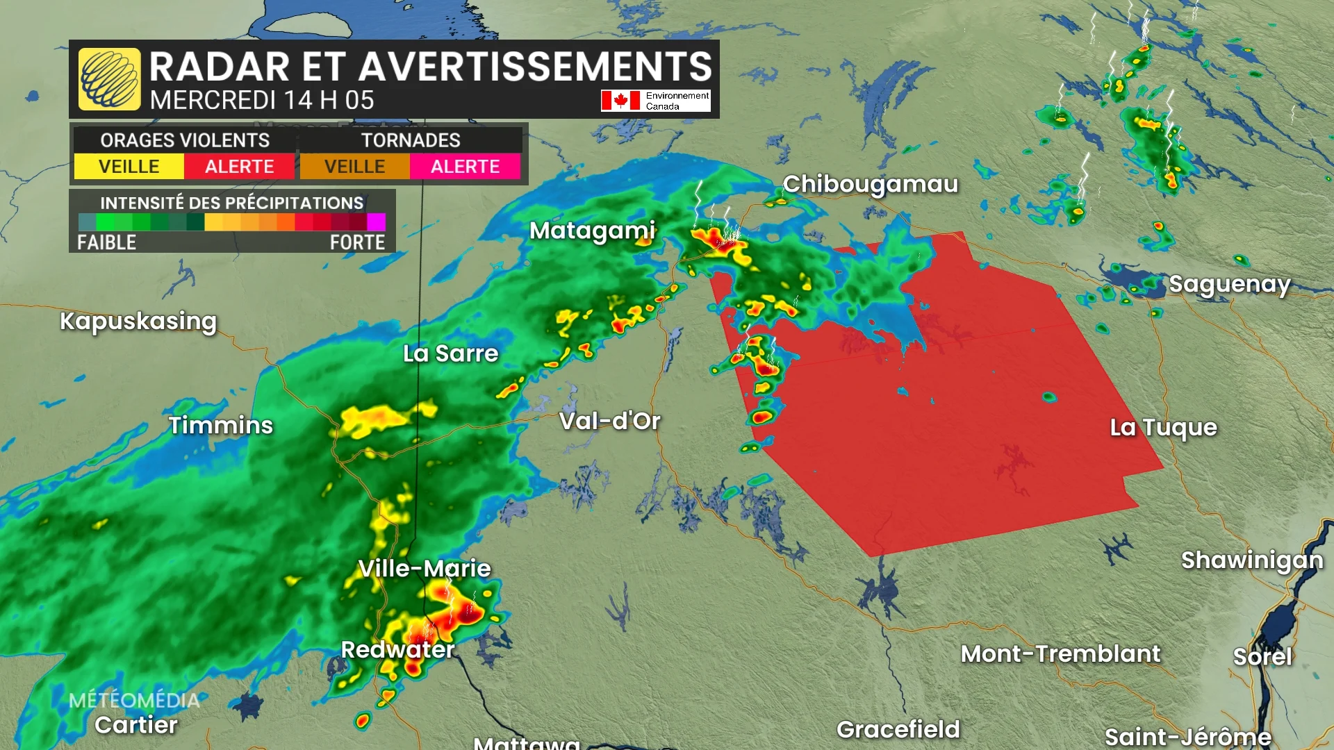 Chaleur et risque d'orages violents au Québec mercredi