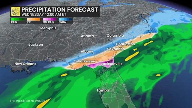 U.S. Deep South hindered by memorable winter storm - The Weather Network
