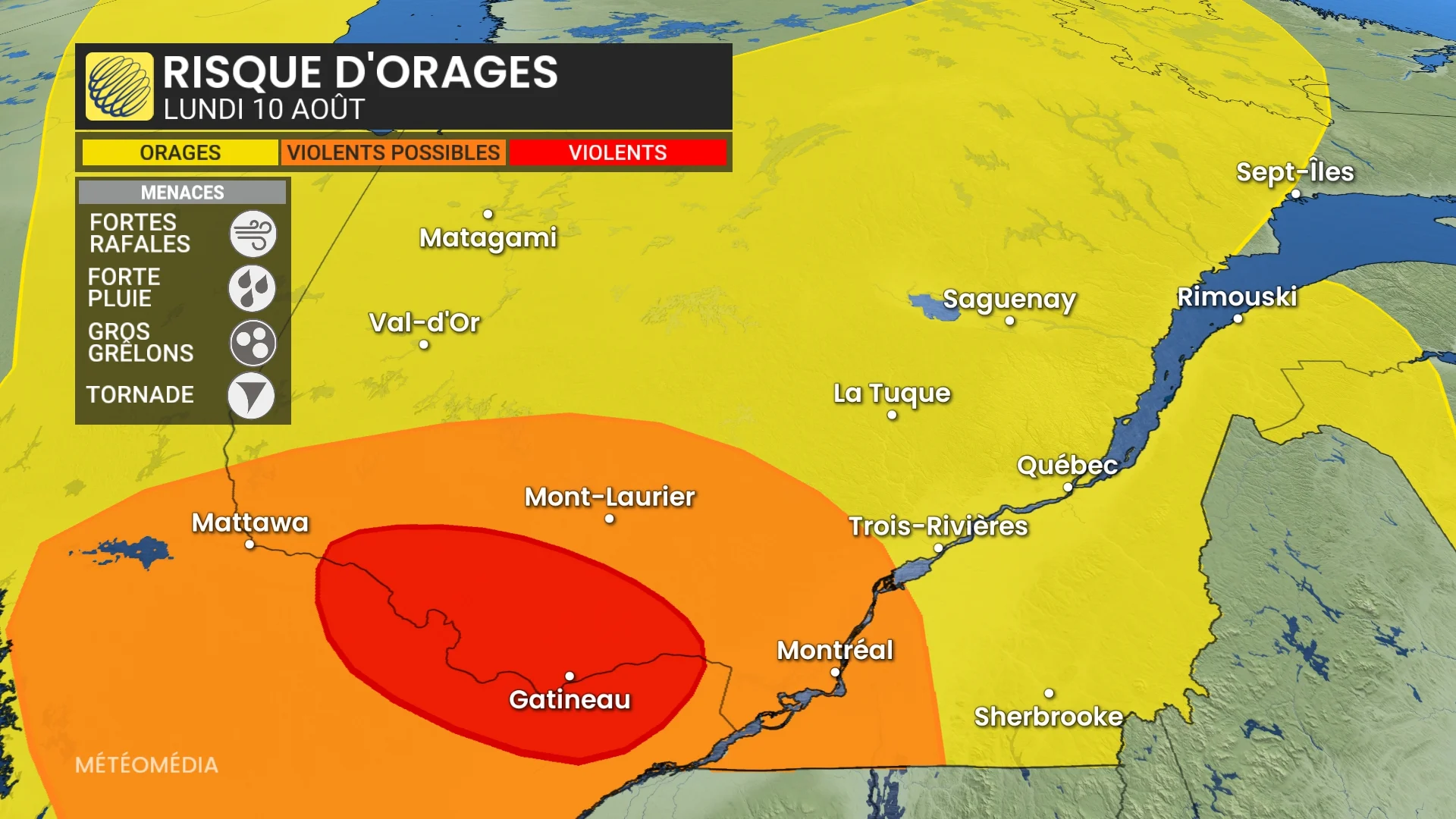 carte risque orages 10 aout 2026