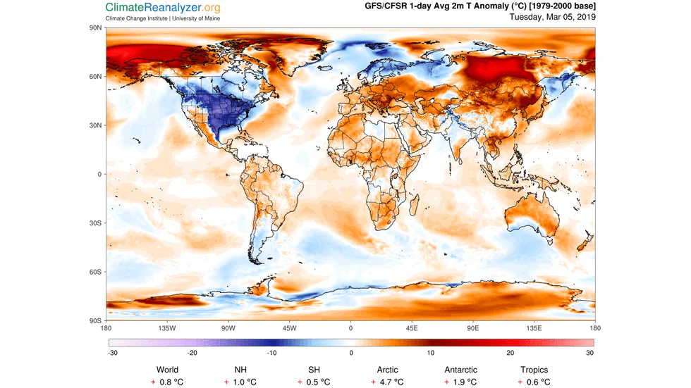 gfs world-ced t2anom 1-day 0