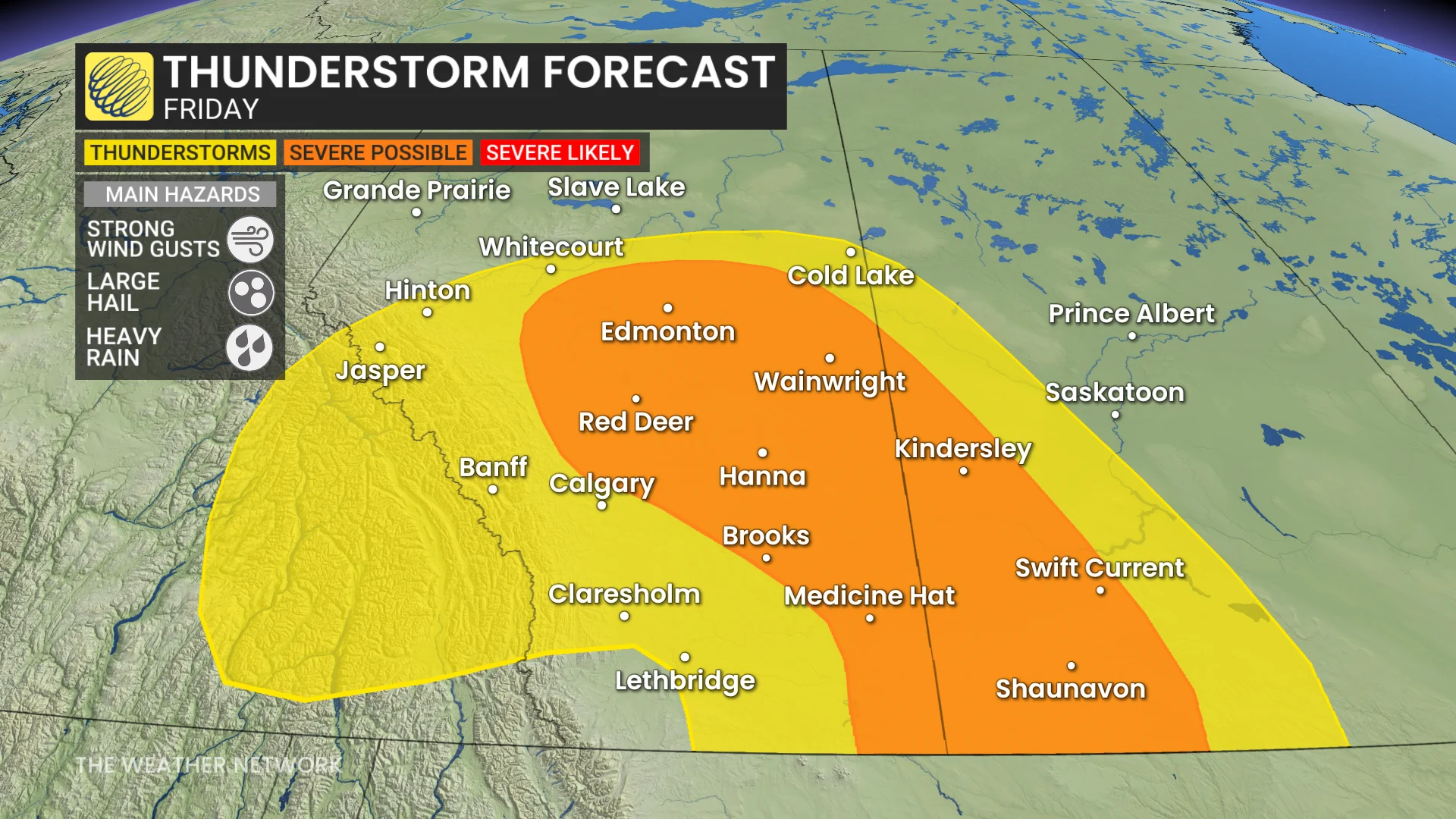 Prairies severe storm risk Friday