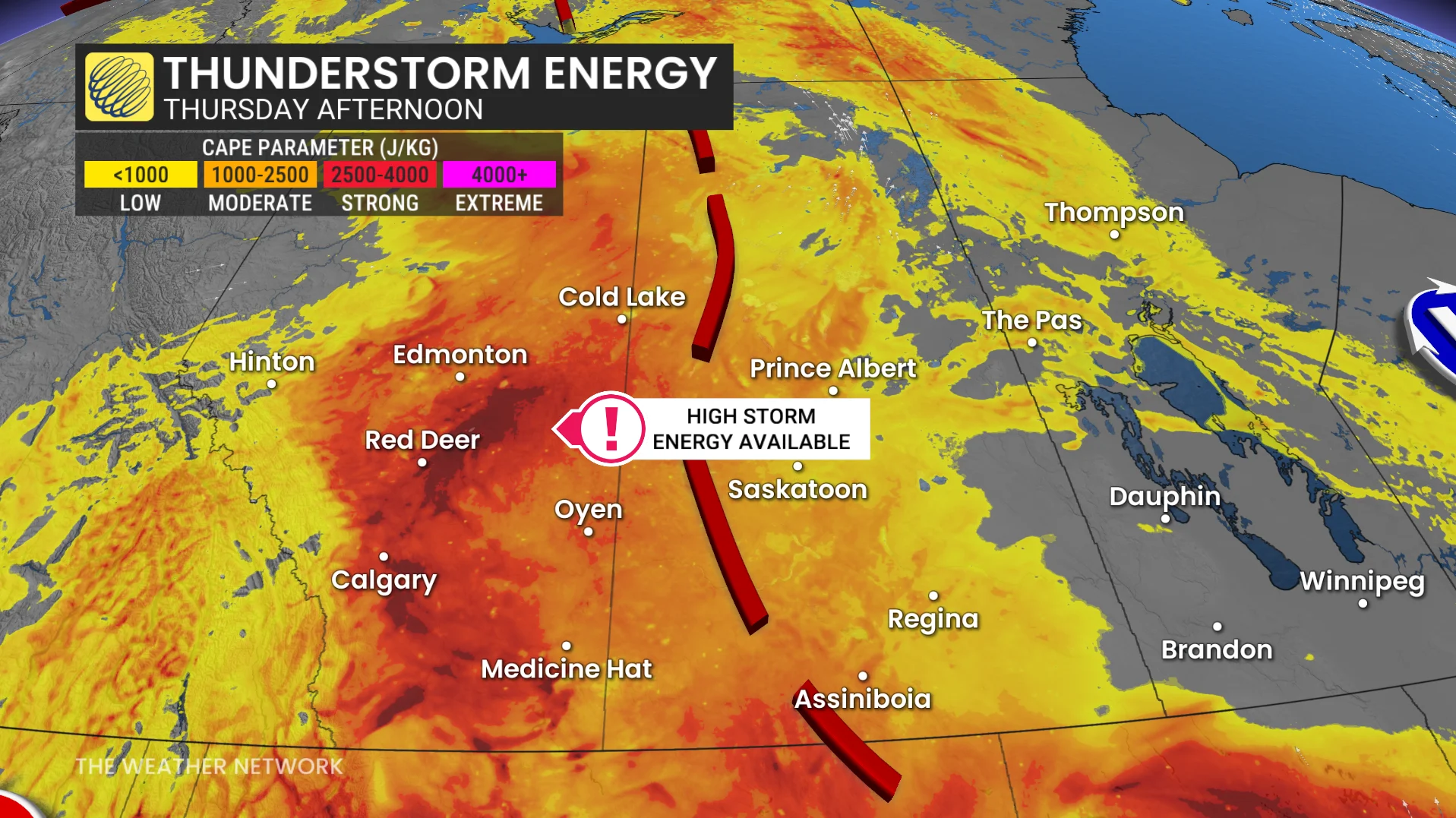 Alberta thunderstorm energy Thursday afternoon