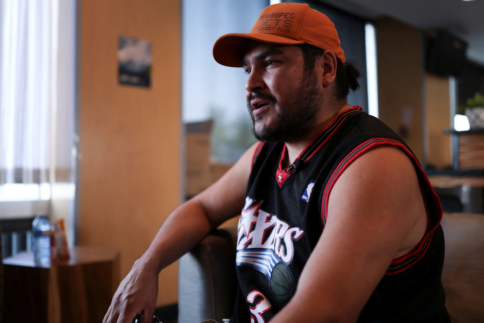 Reuters - FILE PHOTO: Steven Castel, a councillor from Pukatawagan First Nation, reflects on the wildfire evacuation experience during an interview at a hotel in Niagara Falls, Ontario, Canada, June 4, 2025. REUTERS/Wa Lone