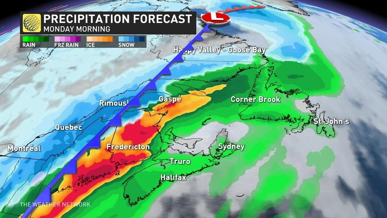 Atlantic precip Monday morning