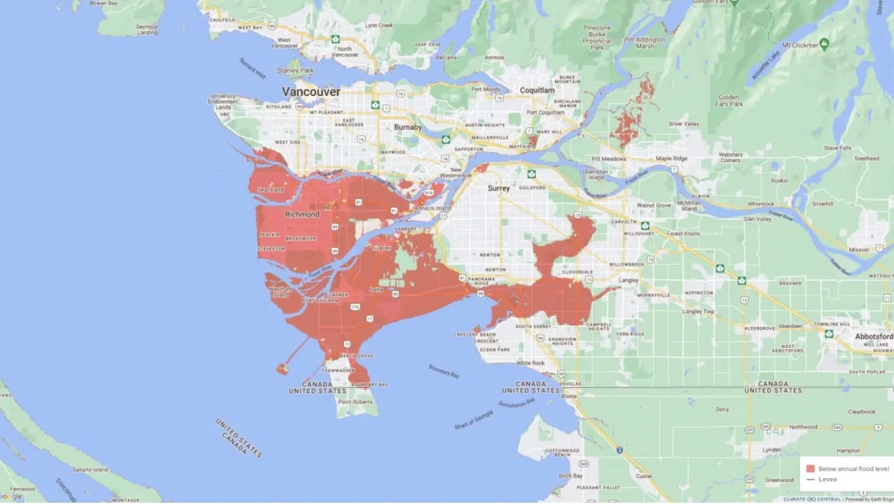 Flood risk map/Submitted by Climate Central via CBC