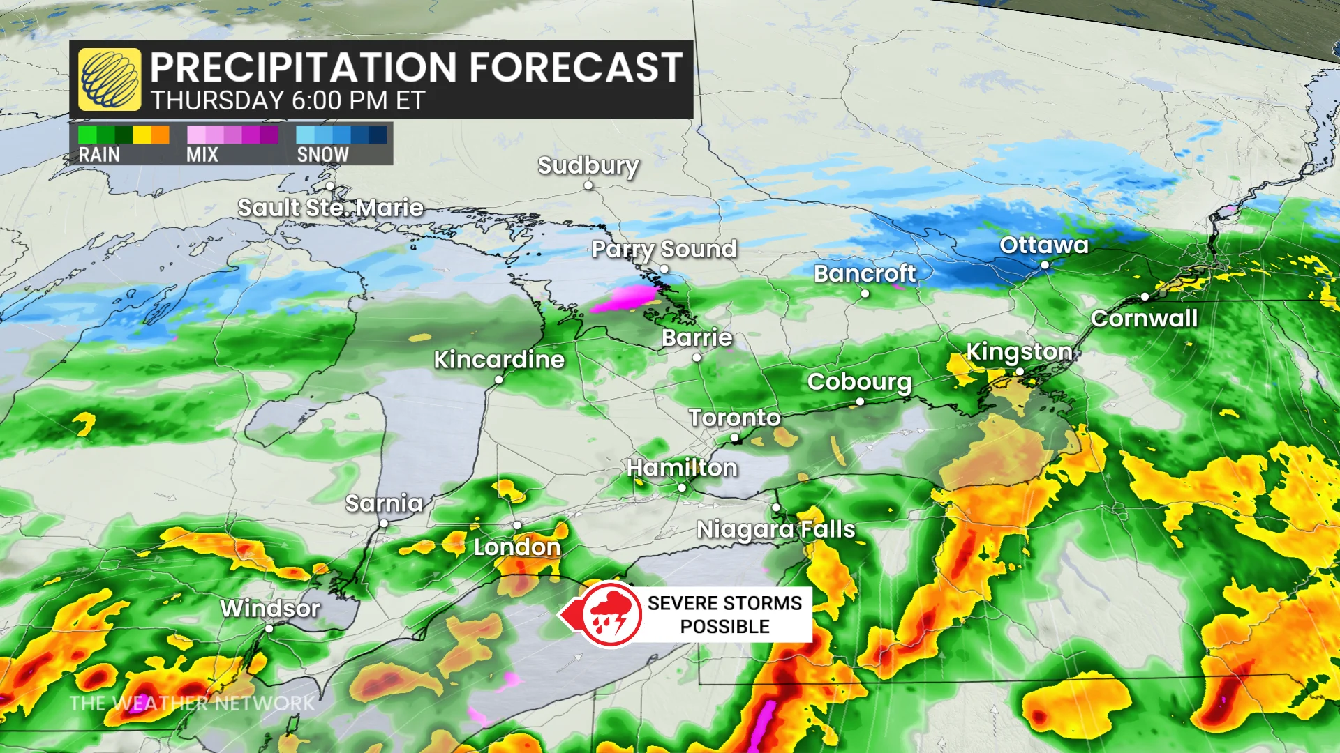Baron - Ontario precipitation Thursday 6 pm - Mar 26