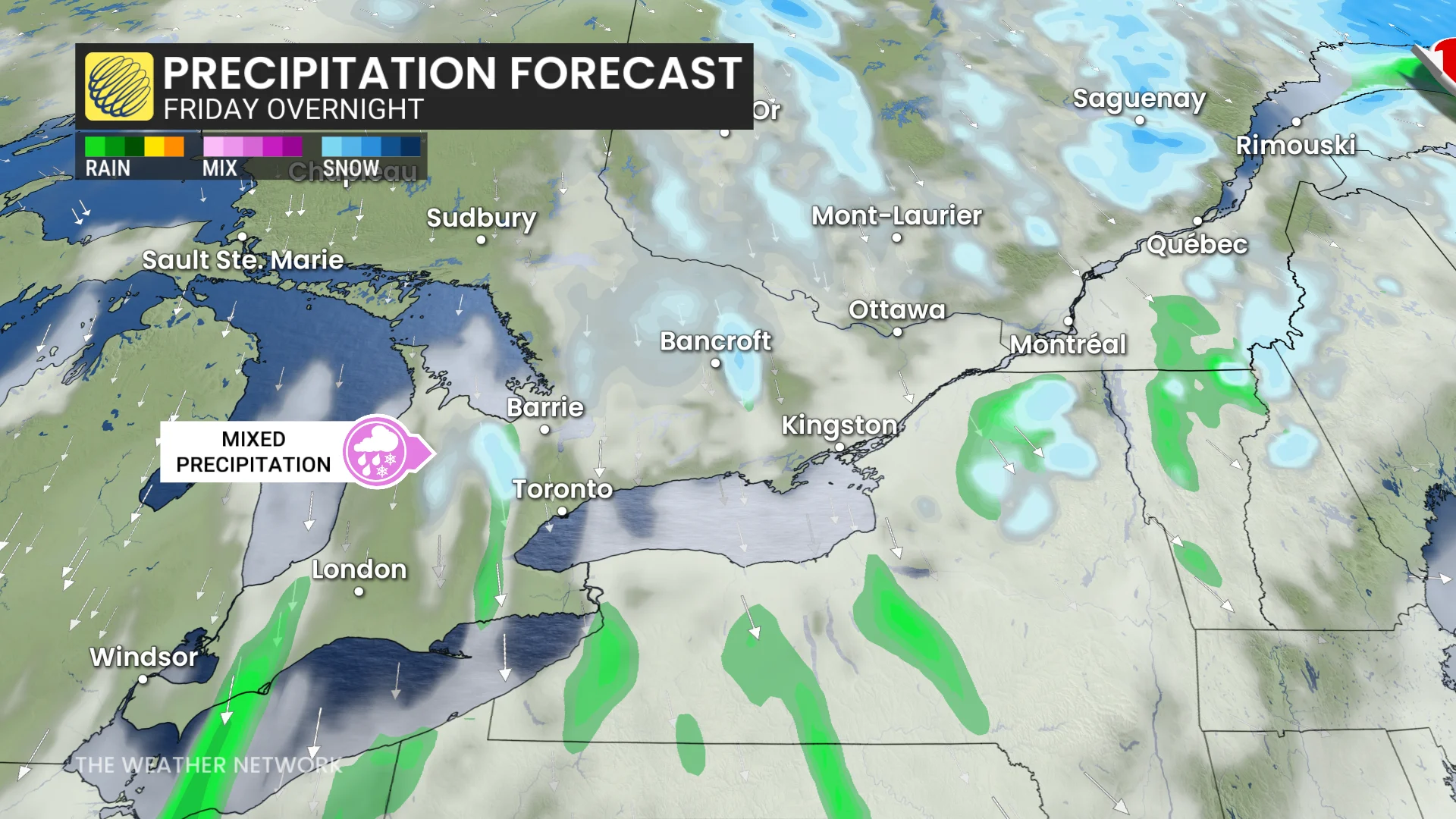 Baron - Ontario precipitation Friday overnight - Oct. 15