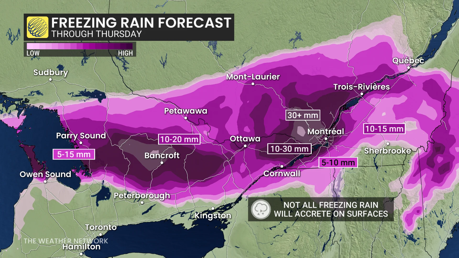 Ontario freezing rain through Thursday