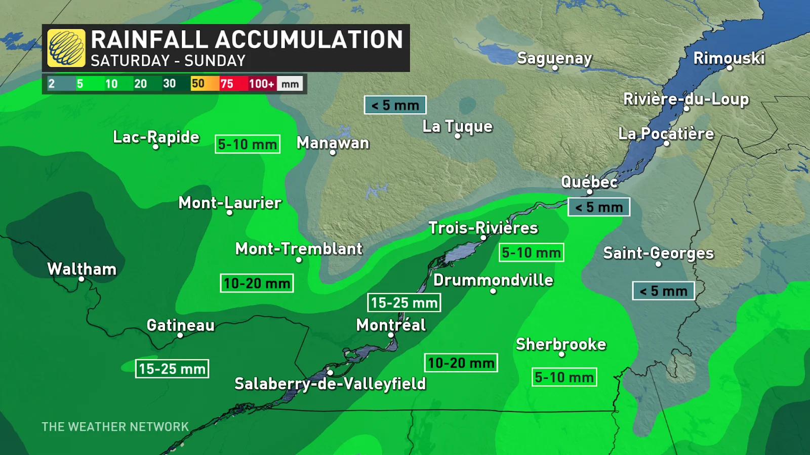 Quebec rainfall totals March 8 2024