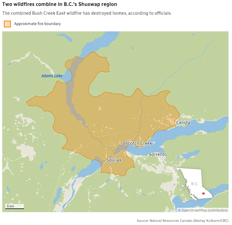 (CBC) wildfires in b.c.-s shuswap region