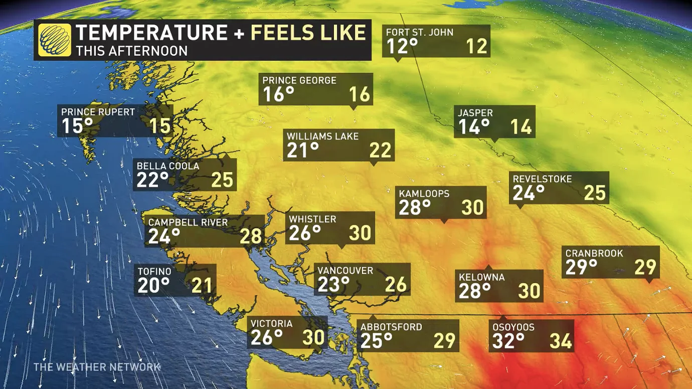 B.C. Daytime highs