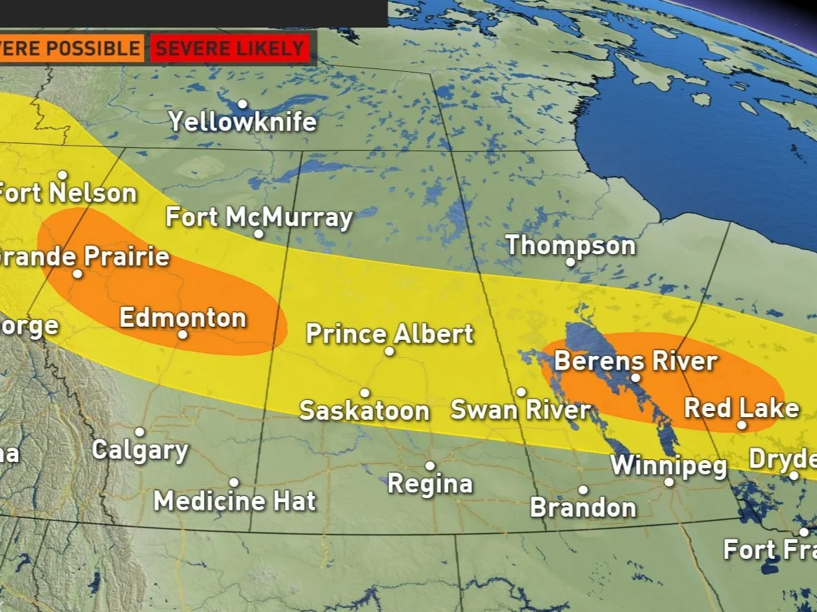 Prairies: Severe storms ongoing after brief tornado warning