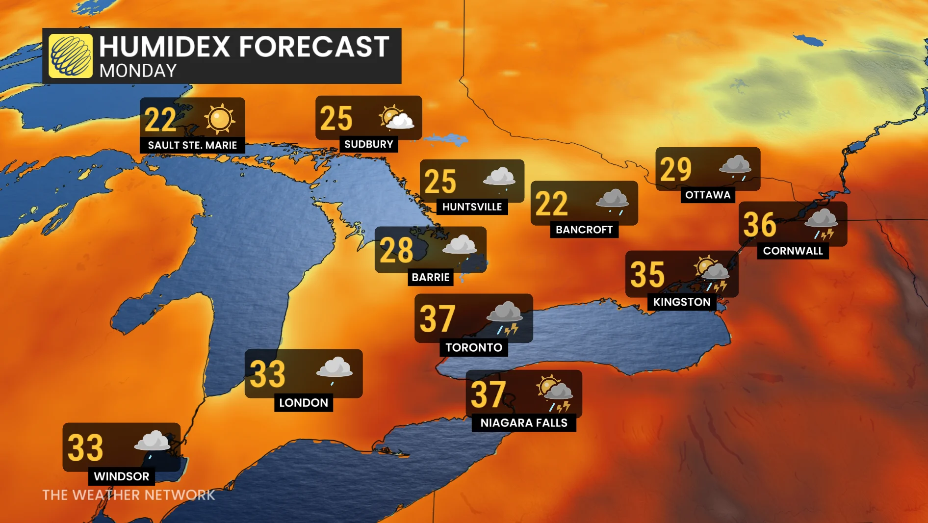 Baron - Ontario humidex Monday - July 7