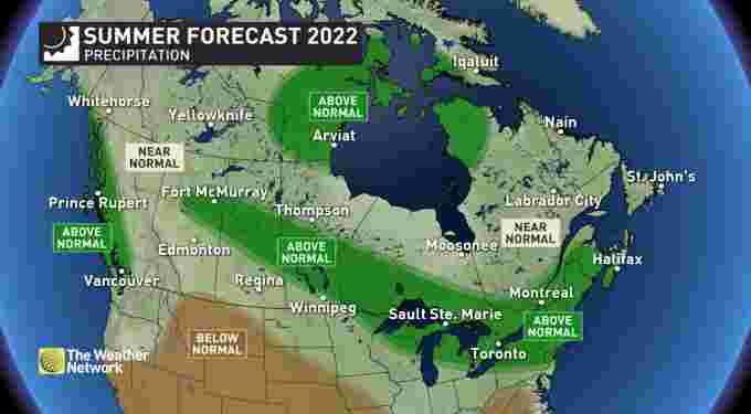 Summer Forecast Precipitation Outlook 2022 (The Weather Network)