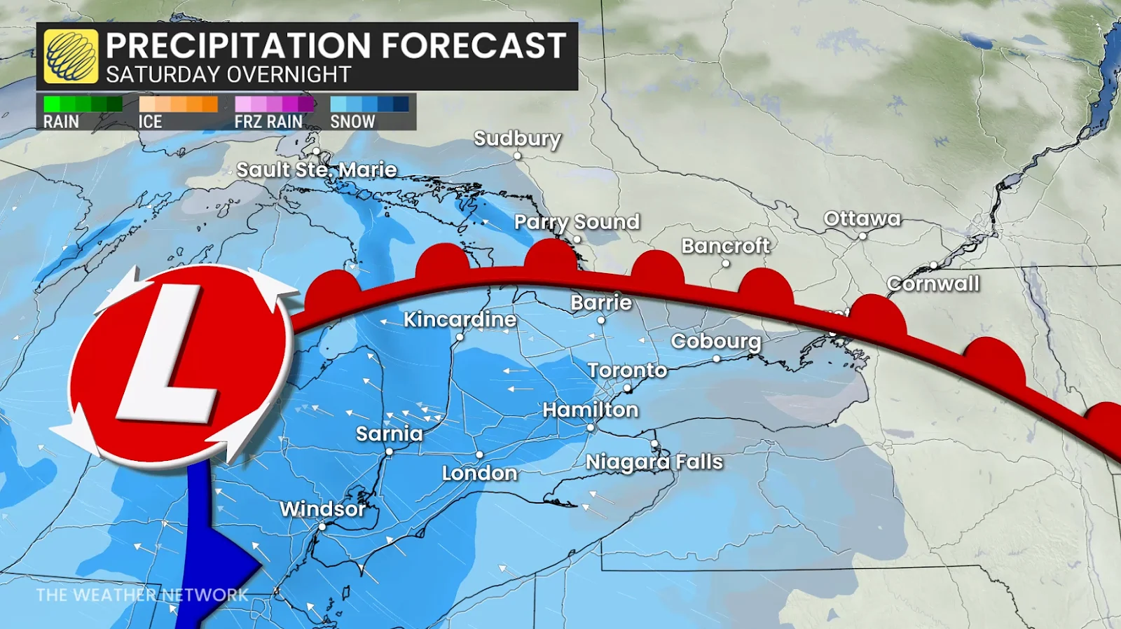 Ontario forecast Saturday night snow - Nov. 28, 2025