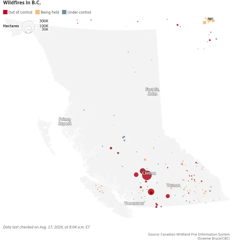 CBC - Wildfires in BC - Aug 17