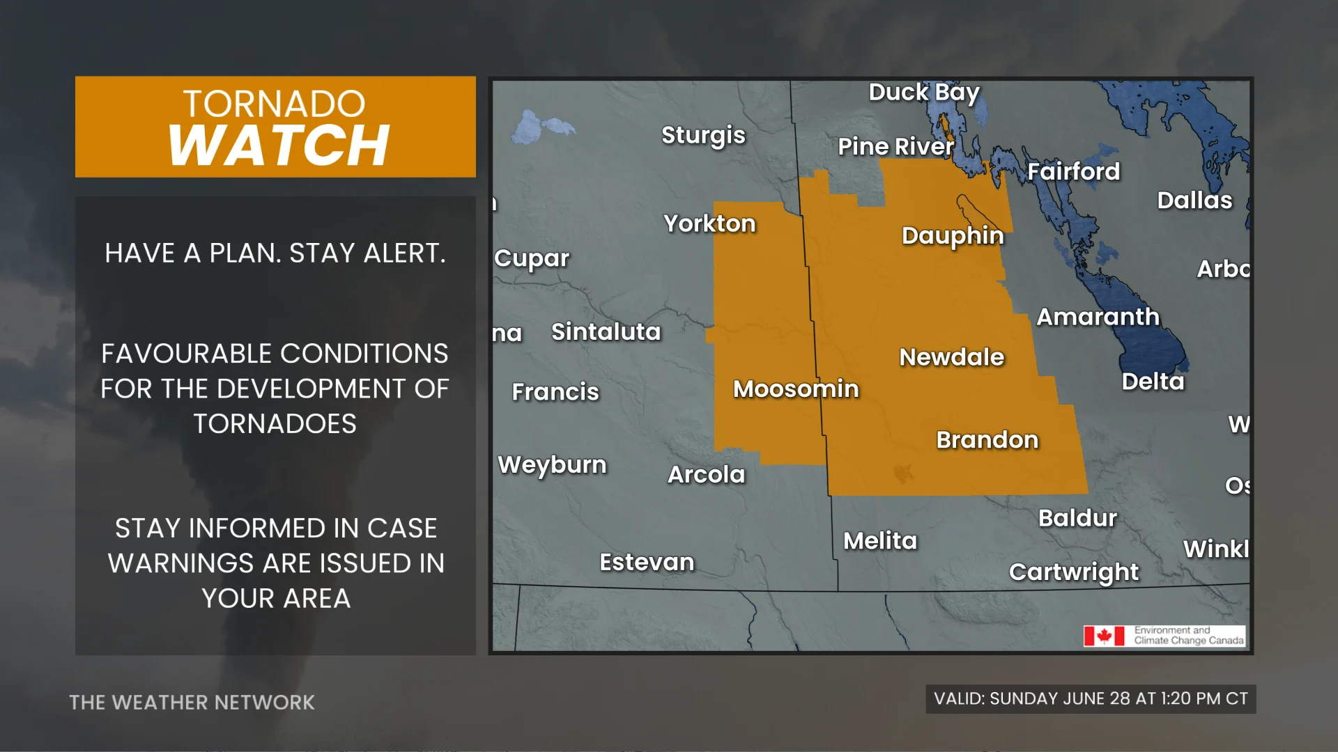 Tornado Watch Prairies June 28 2026