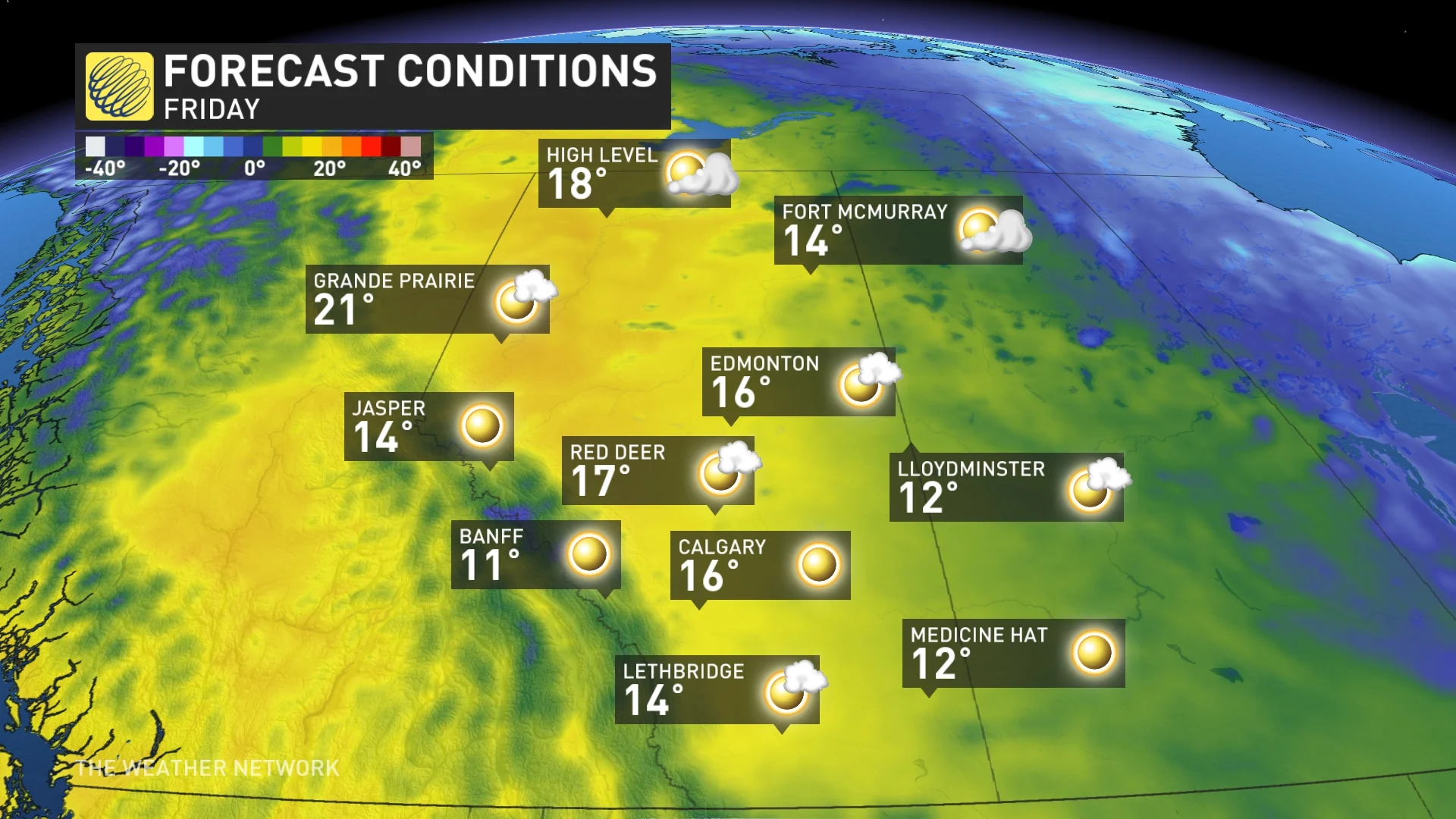 Baron - Friday temperatures in Alberta - April 16