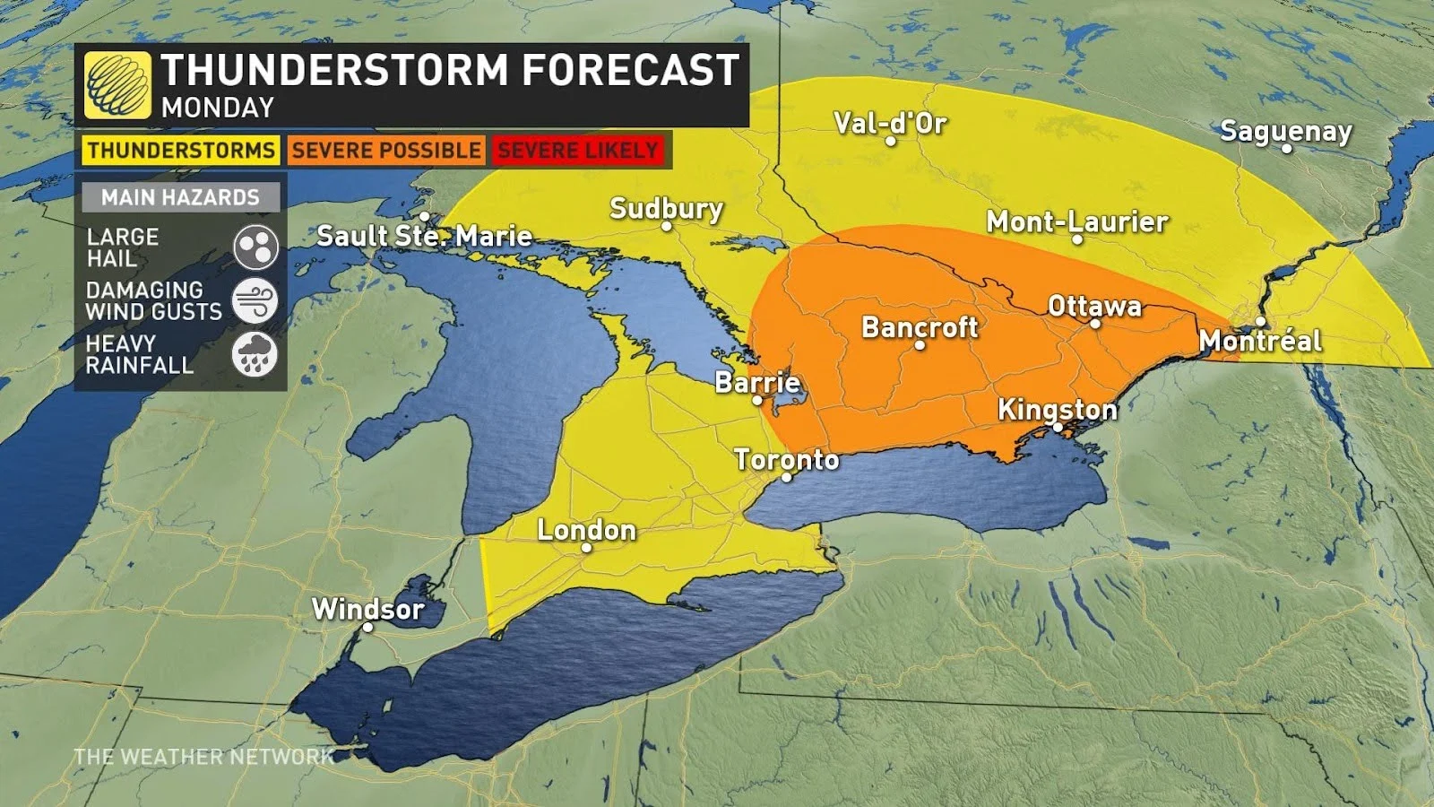 Southern Ontario Monday storm risk v2 May 26 2024