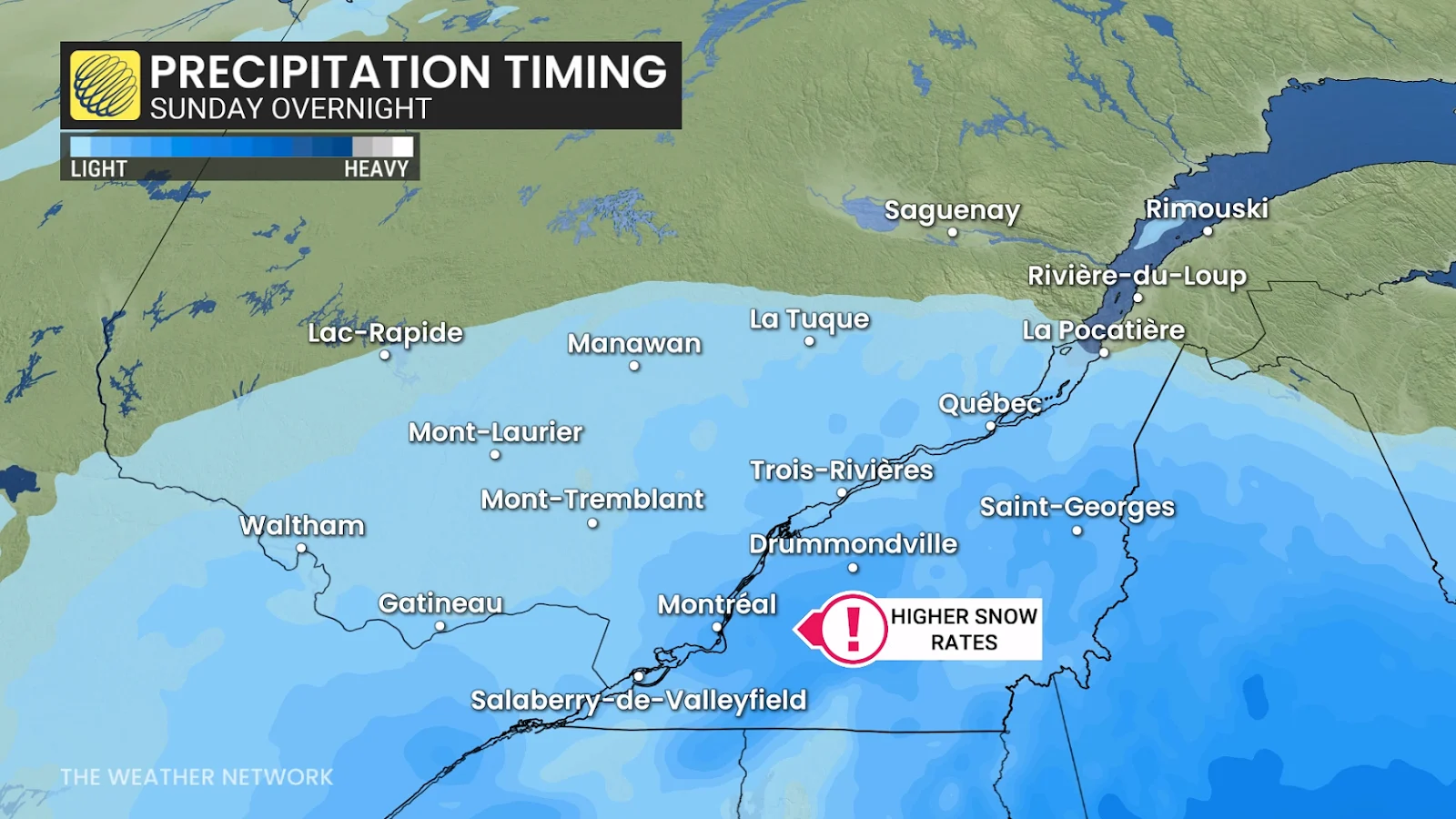 Precipitation, Quebec, Snow, Storm, Cold, Blizzard, Ice, Wind, Chill, January 25, 2026. (The Weather Network/Tyler Hamilton)