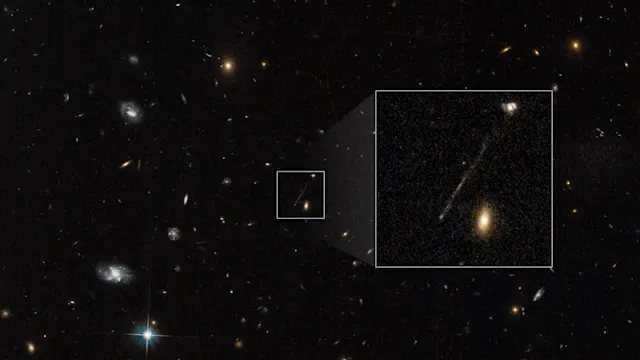 Hubble spots 'runaway' black hole leaving trail of bright stars in its ...