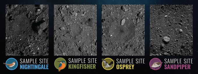 OSIRIS-REx candidate sample sites on Bennu